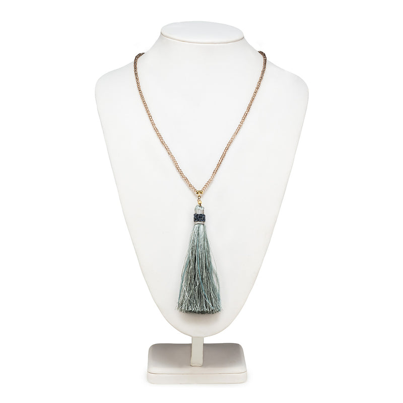  Long Necklace with Tassel- Grey, AC-Abbott Collection, Putti Fine Furnishings