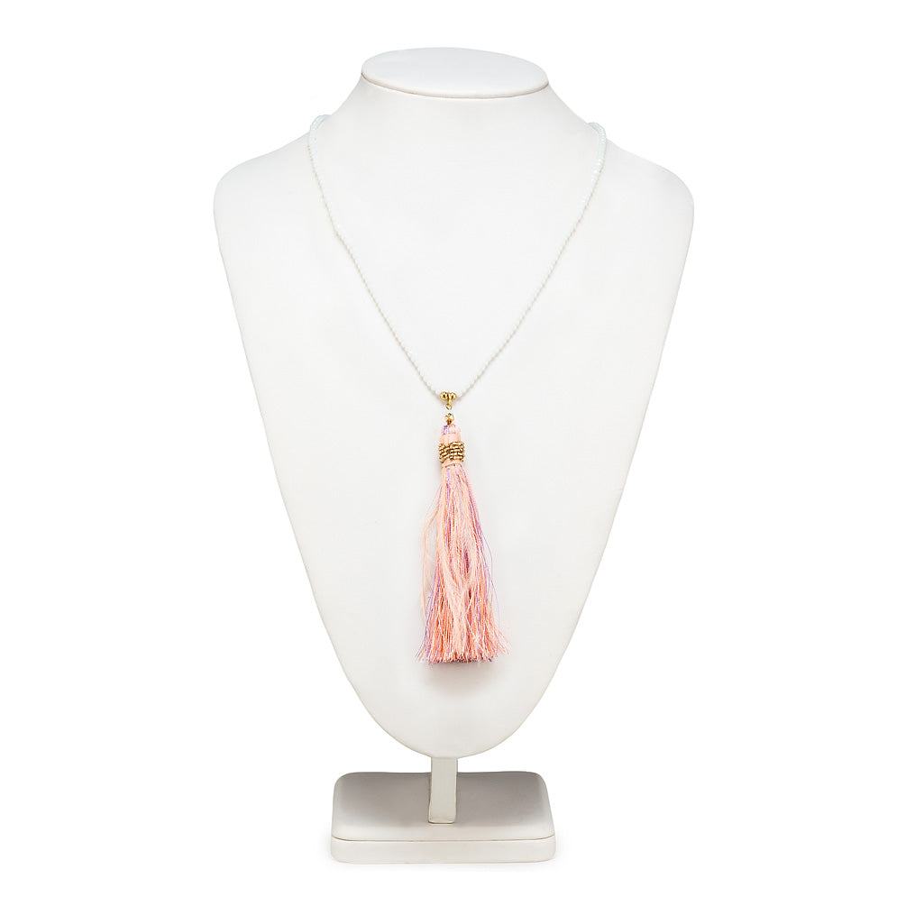  Long Necklace with Tassel - Pink, AC-Abbott Collection, Putti Fine Furnishings