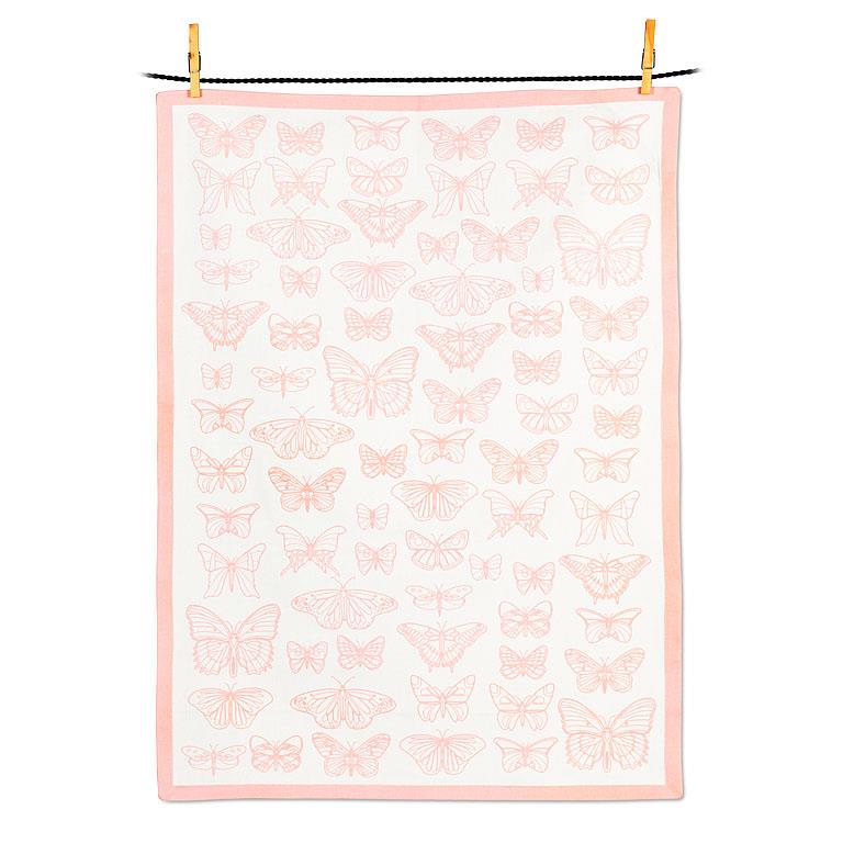 Pink Butterflies Tea Towel | Putti Fine Furnishings 