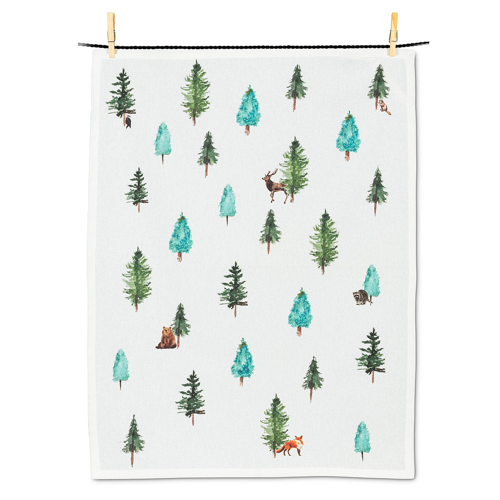 Evergreens & Animals Tea Towel