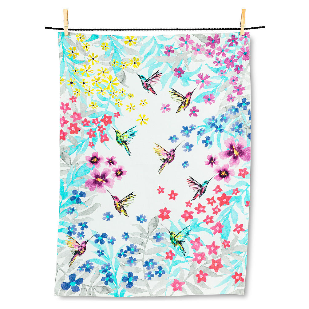 Hummingbird Garden Tea Towel  | Putti Fine Furnishings 