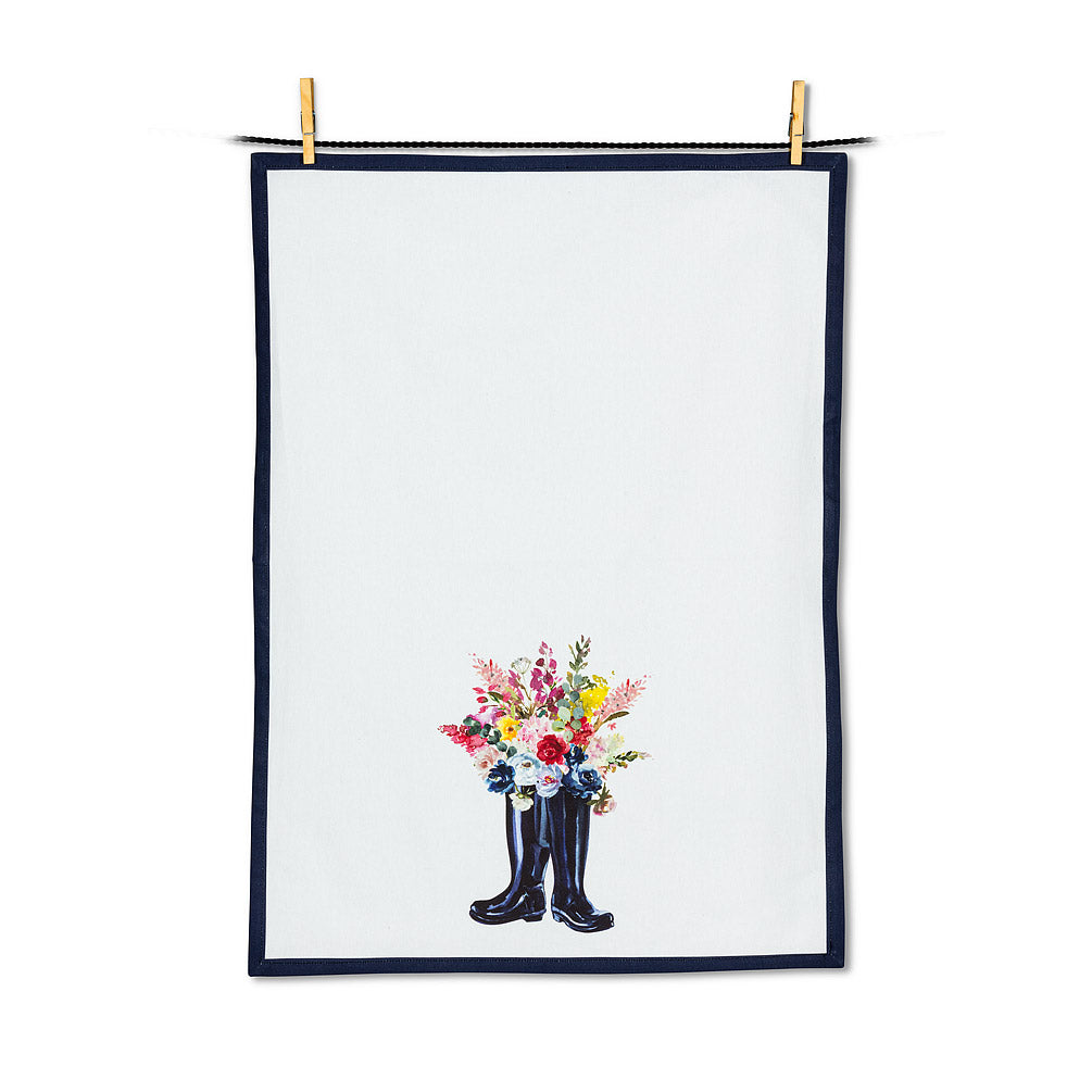 Flowers & Rubber Boots Tea Towel | Putti Fine Furnishings 