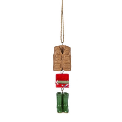 Fishing Vest Dangle Ornament | Putti Christmas Decorations