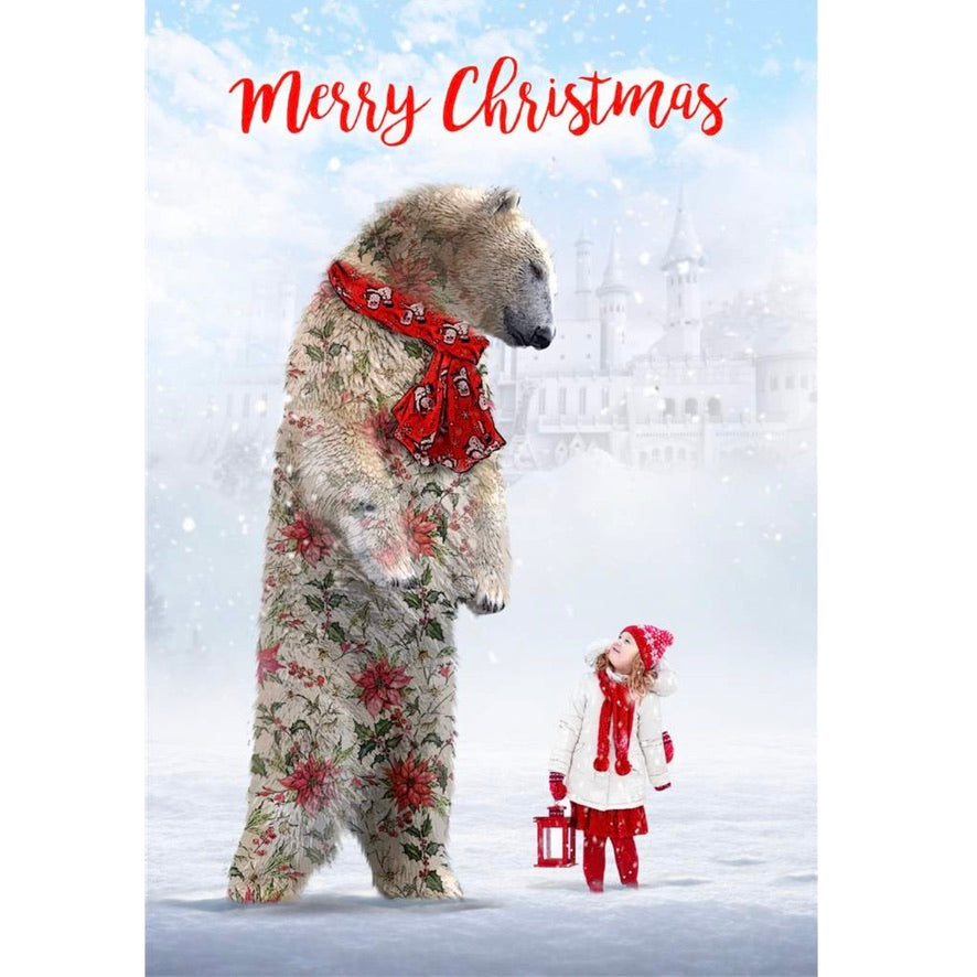 Nobleworks Fantasy Polar Bear and Child "Merry Christmas" Greeting Card | Putti 