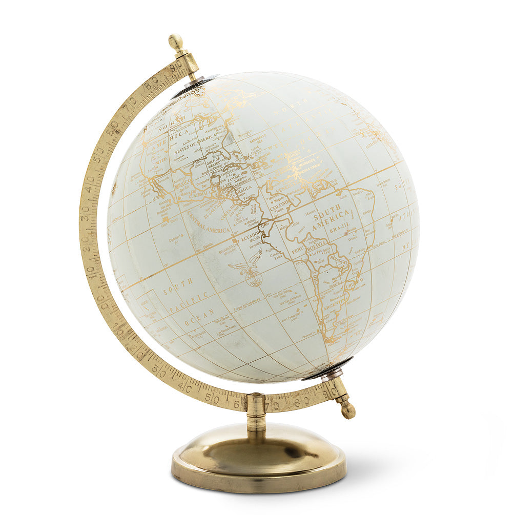 Globe on Stand - Ivory & Gold