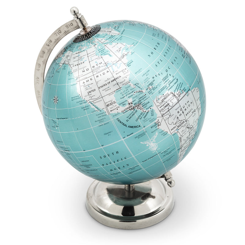 Globe on Stand - Aqua & Silver | Putti Fine Furnishings 