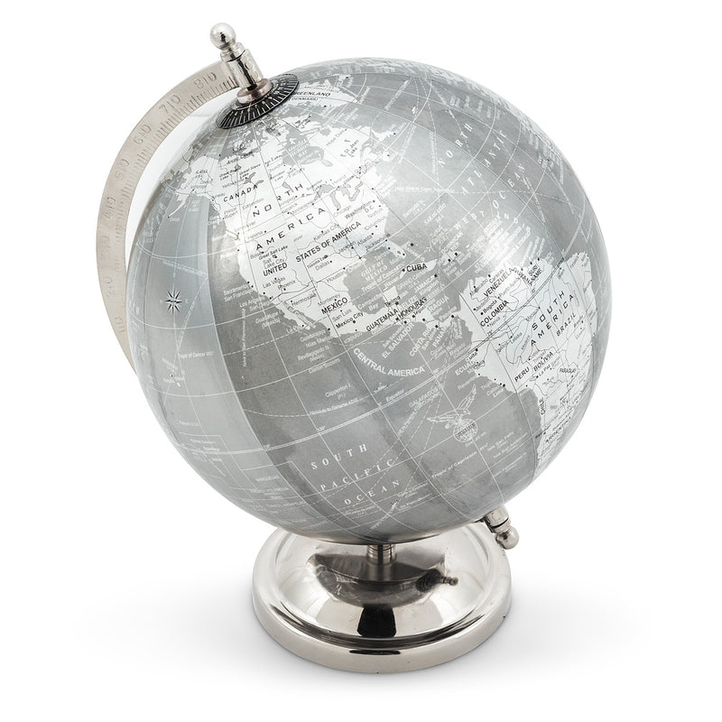 Globe on Stand - Silver | Putti Fine Furnishings Canada