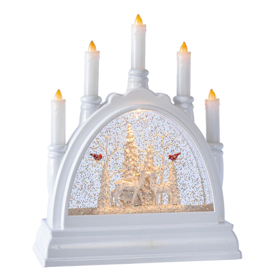 White Shimmer Deer Lantern with Candles | Putti Christmas Canada 