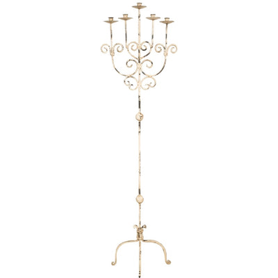 Hand Wrought Iron Floor Standing Candlestick