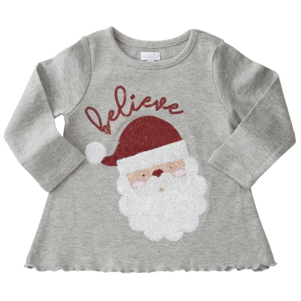  Mud Pie "Believe" Santa T Shirt, MP-Mud Pie, Putti Fine Furnishings