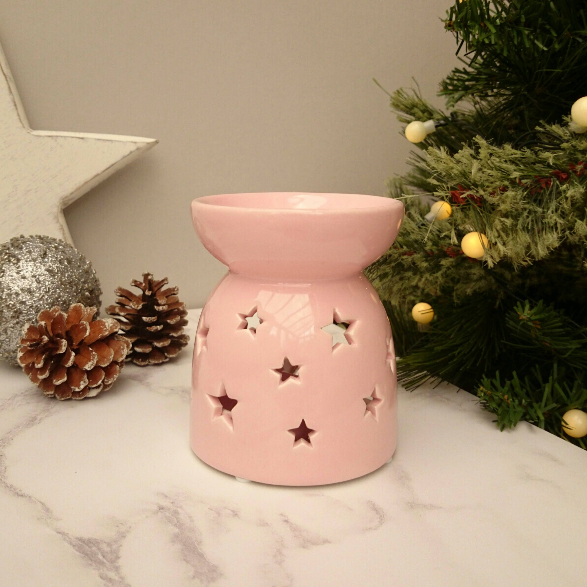 Star Cutout Burner with Tealight Spoon - Pink