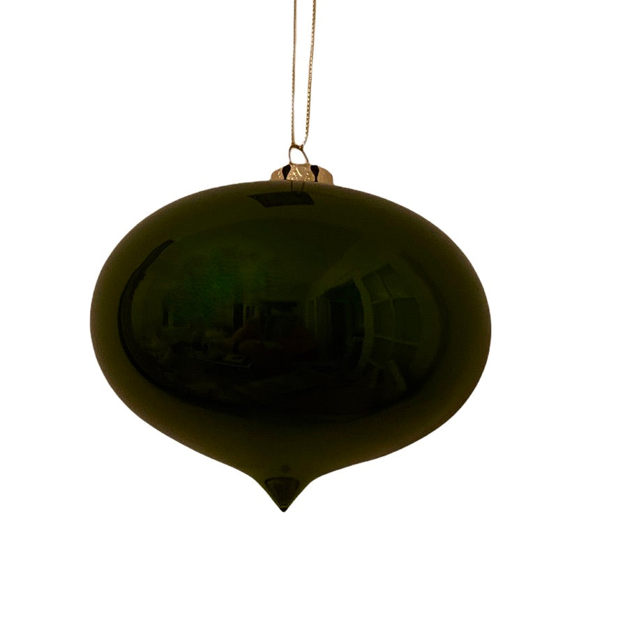 Glossy Moss Green Glass Onion Ornament | Putti Christmas 