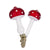 Double Red and White Toadstool Glass Clip Ornament