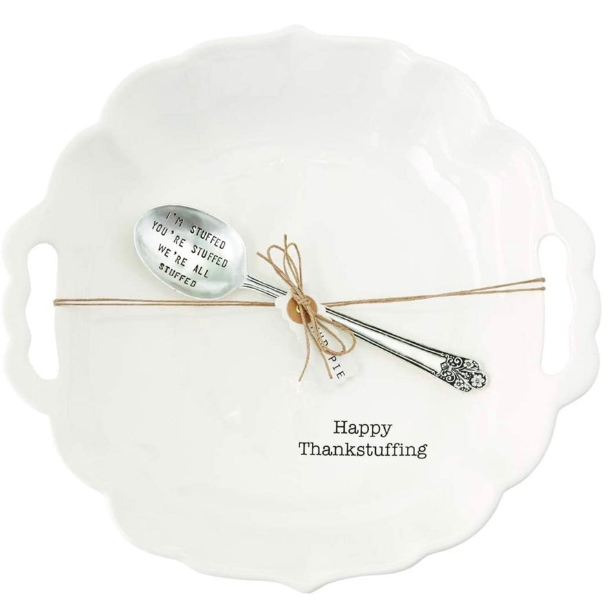 "Happy Thankstuffing" White Serving Set  | Putti Thanksgiving Celebrations 