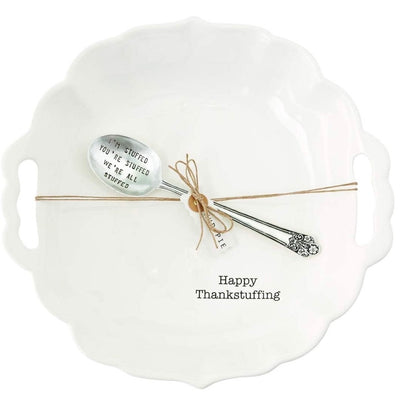"Happy Thankstuffing" White Serving Set  | Putti Thanksgiving Celebrations