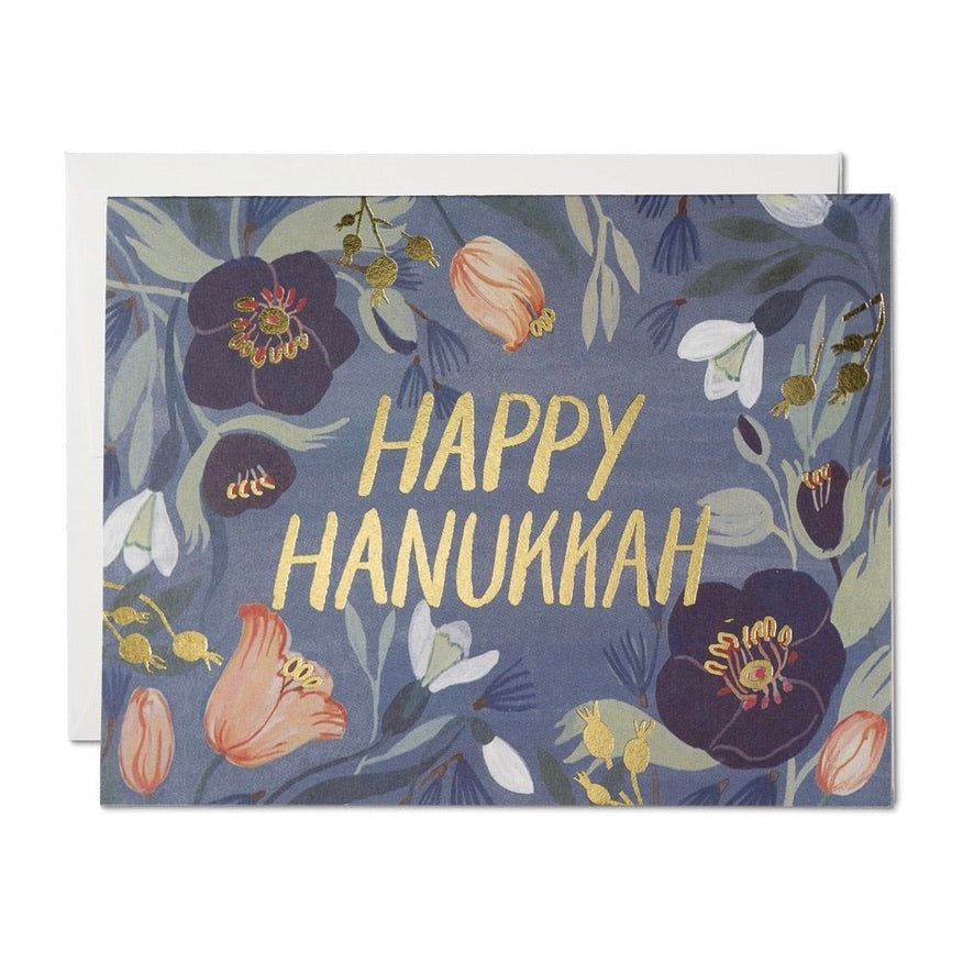 Red Cap Cards Hanukkah Flowers Boxed Cards  | Putti Greeting Cards 