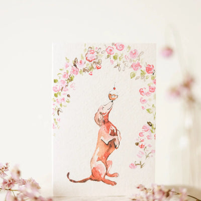 Sophie Amelia Sausage Party Dachshund Greeting Card