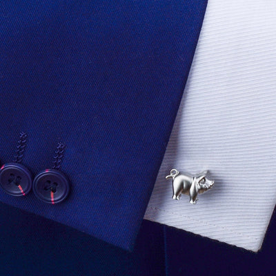 Glen Ogal Pig Silver Cufflinks } Putti Fine Fashions Canada