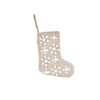 Natural  with White Beads Embellished Mini Christmas Stocking