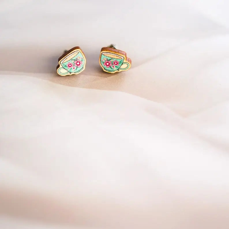 Teacup Wooden Earrings