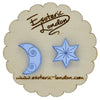 Esoteric London Jewellery - Star and Moon Mirrored Stud Earrings - Light Blue | Putti