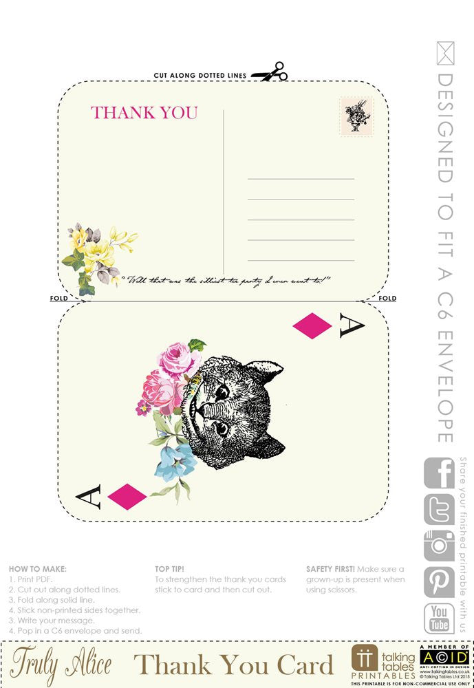  Truly Alice - Free Printable Thank You Cards, TT-Talking Tables, Putti Fine Furnishings