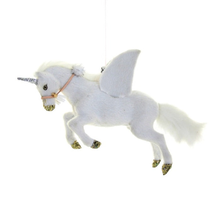 Cody Foster White Winged Fur Unicorn Ornament