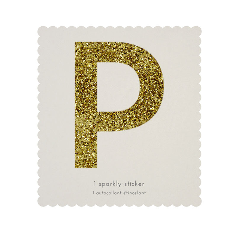 Chunky Gold Glitter P Sticker -  Party Supplies - MM-Meri Meri UK - Putti Fine Furnishings Toronto Canada
