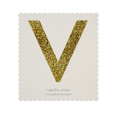 Chunky Gold Glitter V Sticker -  Party Supplies - MM-Meri Meri UK - Putti Fine Furnishings Toronto Canada