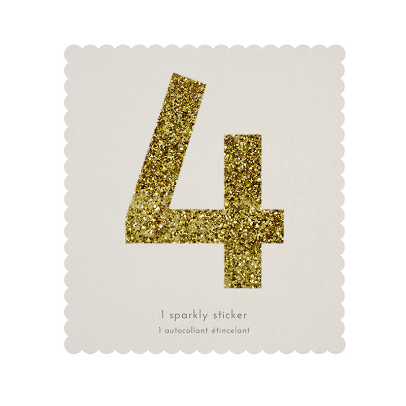 Chunky Gold Glitter Four Sticker -  Party Supplies - MM-Meri Meri UK - Putti Fine Furnishings Toronto Canada