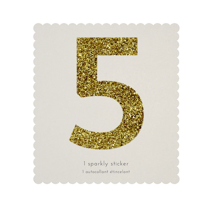 Chunky Gold Glitter Five Sticker -  Party Supplies - MM-Meri Meri UK - Putti Fine Furnishings Toronto Canada
