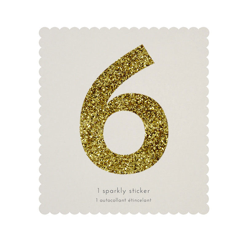 Chunky Gold Glitter Six Sticker -  Party Supplies - MM-Meri Meri UK - Putti Fine Furnishings Toronto Canada
