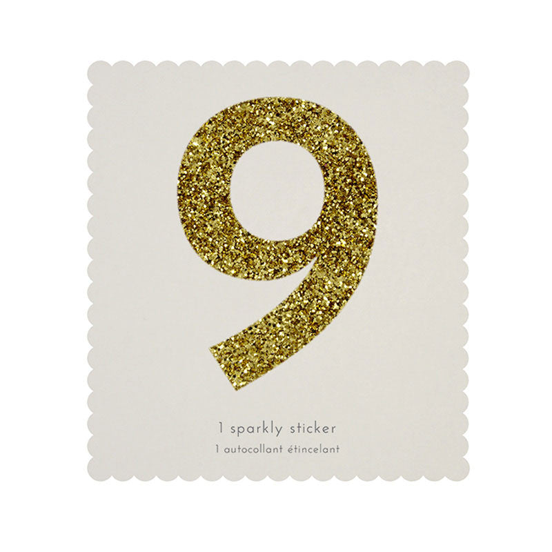 Chunky Gold Glitter Nine Sticker -  Party Supplies - MM-Meri Meri UK - Putti Fine Furnishings Toronto Canada