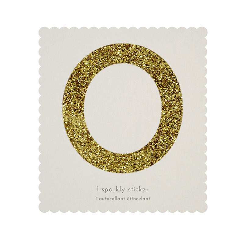 Chunky Gold Glitter Zero Sticker -  Party Supplies - MM-Meri Meri UK - Putti Fine Furnishings Toronto Canada