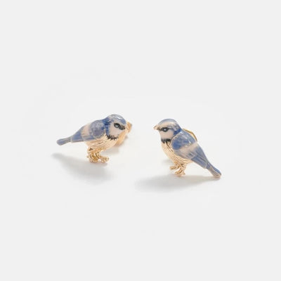 Fable England Blue Tit Enamel Stud Earrings