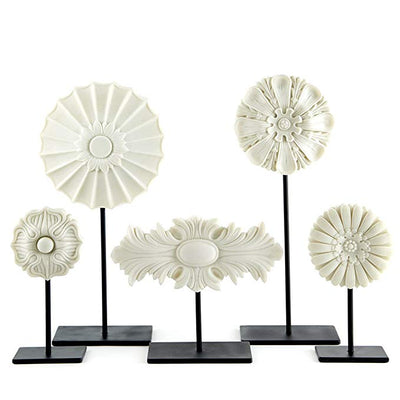 Tozai White Architectural Medallions on Stands -  Putti Fine Furnishings Canada