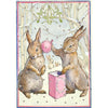 Bunnies in Forest Hand Glittered Christmas Card
