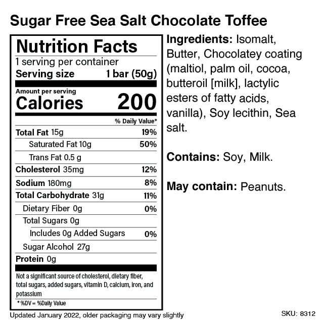Sweetsmith Candy Co. Sugar Free Sea Salt Chocolatey Toffee | Putti Fine Furnishings