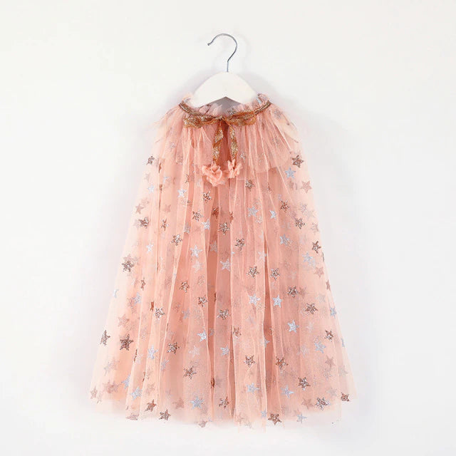 Blush Pink with Champagne Gold & Silver Stars Princess Cape