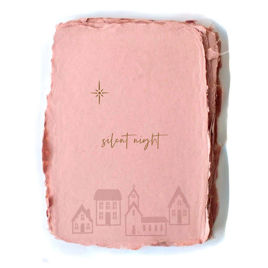 Handmade Paper "Silent Night" Christmas Holiday Greeting Card Box Set