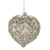 Glittered Silver Leaves Glass Onion Ornament | Putti Christmas
