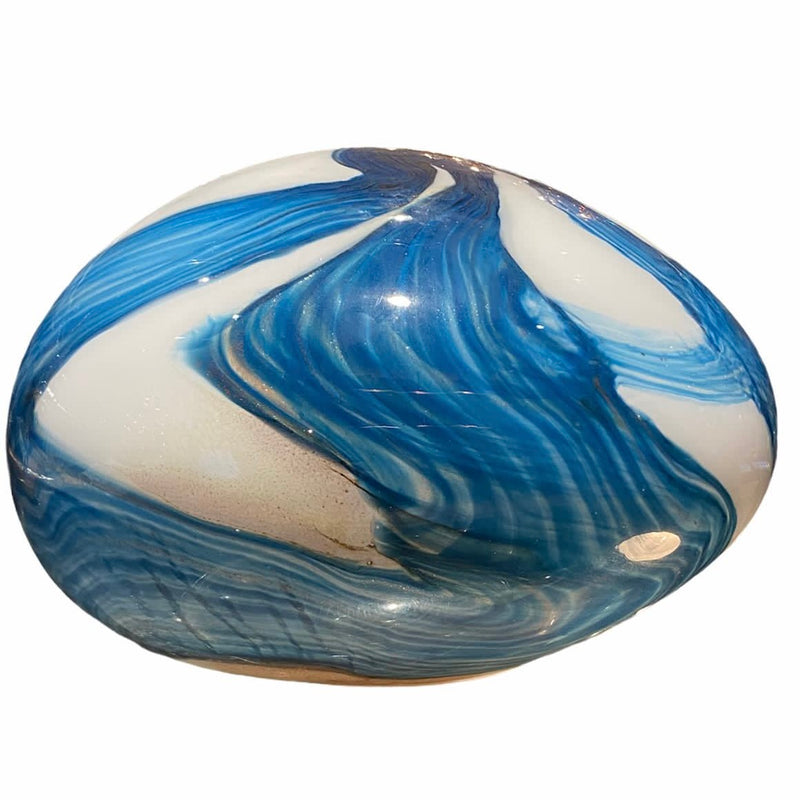 Tozai Handblown Watercolor Blue Glass Egg Lamp