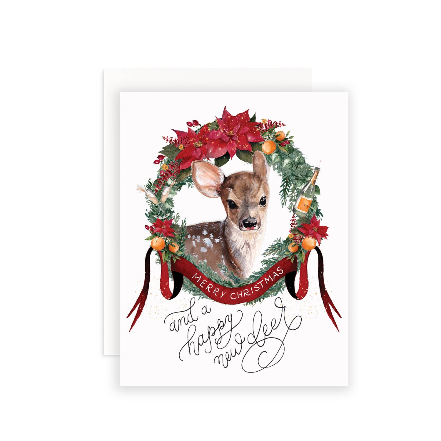 Merry Christmas & Happy New Deer New Year's Card - Box of 6