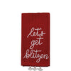 "lets get blitzen" Red Tea Towel with Pom Poms  | Putti Christmas Celebrations