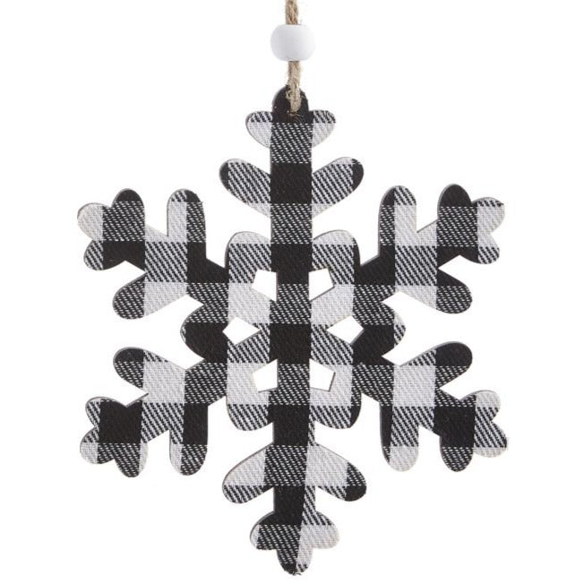Black and White Buffalo Check Snowflake Ornament | Putti Christmas 