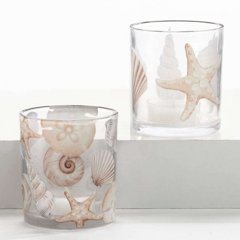 Glass Votive Holder with Shells | Putti Christmas Canada 