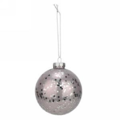 Pink with Silver Glass Christmas Ball Ornament