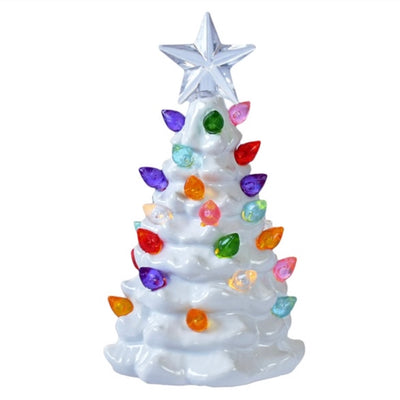 White Ceramic Mini Tree With LED Lights