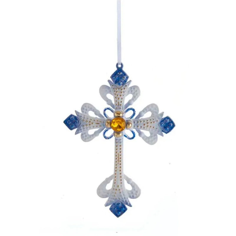 Kurt Adler Indigo Dreams Cross Ornament