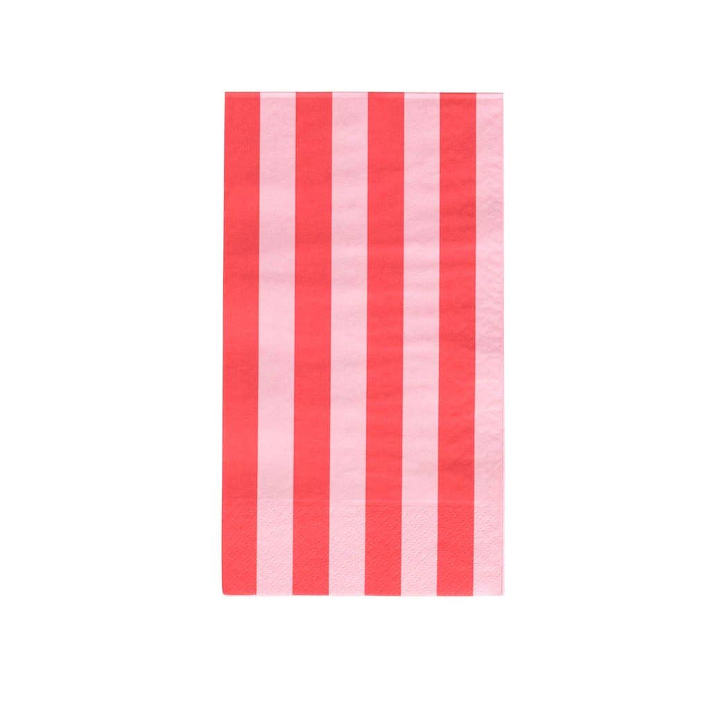 Blush & Cherry Stripe Buffet Guest Paper Napkins